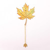 Nature-inspired detail  - Appree Maple Leaf Metal Bookmark with Chain