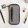 Indigo The basic canvas zip around check pattern pencil case ver.2