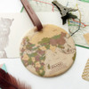 Vintage - World map travel luggage name tag