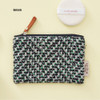 Green - Wool pattern flat zipper small pouch