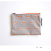 Gray - Mr.wood pattern zip flat pouch