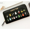 Black - Ghost pop zip around medium long wallet