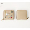 Beige - Ghost pop zip around small wallet