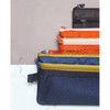 Detail of Double pocket mesh zipper pen pouch