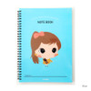 Blue - Wirebound cute girl lined notebook