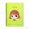 Green - Wirebound cute girl lined notebook