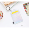 Silver - Aurora Glitter flat card holder with key ring