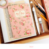 Peach - Blooming flower pattern lined notebook small 