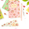 Pink - Blooming flower pattern lined notebook small 