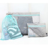 Gray - Mesh travel zipper pouch set