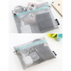 Gray - Mesh travel zipper pouch set