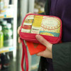 Smart mini leather handbag clutch wristlet london - pink