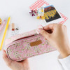 Flower pattern block pencil case pouch