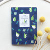 Navy - Willow story pattern small lined squared notebook