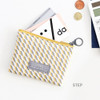 Step - Comely pattern mini flat zipper pouch