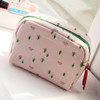 Pink tree - Rim pattern cotton zipper small pouch