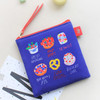 Blue sweets - Rim pattern cotton square zipper pouch