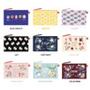 Rim pattern cotton slim zipper pouch (Large)