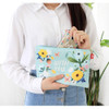 Withyou mint - Rim pattern cotton slim zipper pouch (Large)