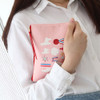Pink alpaca - Rim pattern cotton slim zipper pouch