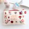 Rose like - Rim pattern cotton slim zipper pouch