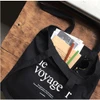 Le voyageur black cotton shoulder tote bag