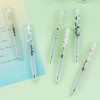 Style flower pattern knock retractable 0.5mm black gel pen