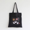 Black - Afternoon Hello cotton shoulder tote bag