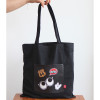 Black - Afternoon Hello cotton shoulder tote bag