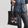 Black - Afternoon Hello cotton shoulder tote bag