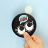 Black - Hello cute illustration round hand mirror 