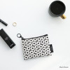 Black flower - Plain pattern small flat zipper pouch