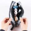 Band & mesh pocket - Cosmetic makeup double side zipper pouch