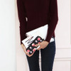 Black peach - With Alice Rim pattern slim zipper pencil case