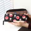 Black peach - With Alice Rim pattern slim zipper pencil case