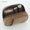 Cappuccino - A low hill winter corduroy zip around small cosmetic pouch