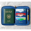 Navy blue - Travel brief zip around pocket wallet organizer