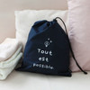 Navy - Think about W large drawstring pouch