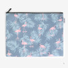 Large - Laminated cotton fabric zipper pouch - Flamingo