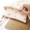 Peach - Pattern medium cotton flat zipper pouch