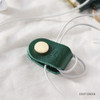 Deep green - Classic cowhide leather earphones cable winder organizer