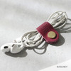 Burgundy - Classic cowhide leather earphones cable winder organizer