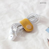 Mustard - Classic cowhide leather earphones cable winder organizer