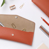 Cinnamon orange - Merci PU stitched slim pencil case pouch