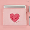 13 inch - Pink heart boucle canvas iPad laptop pouch case