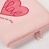 Double zippered closure - Pink heart boucle canvas iPad laptop pouch case