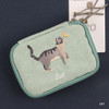 Cat - Wanna This Tailorbird embroidered handy pouch bag ver3