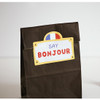 Example of use- Bonjour cat PVC luggage deco sticker pack with zip pouch