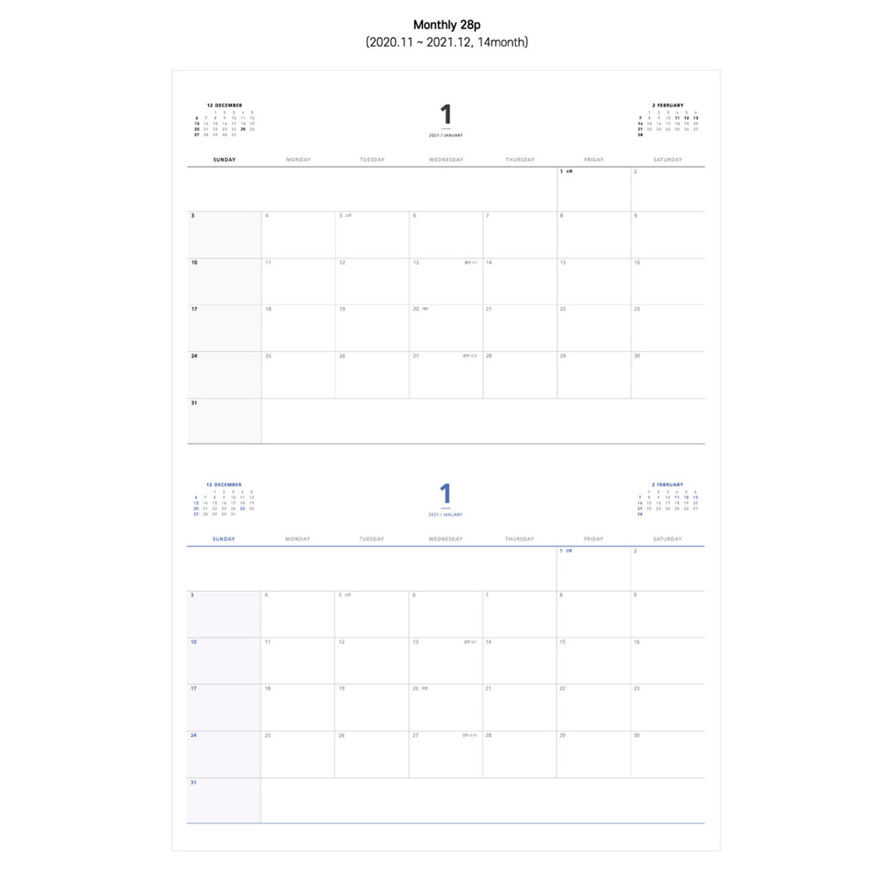 Dailylike 2021 Dual dated monthly desk planner scheduler