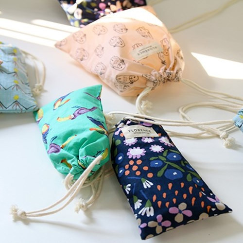 PlanD Pattern fabric drawstring small pouch fallindesign